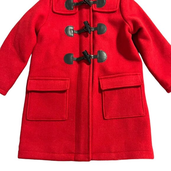 Baby Gap 4Y Red Wool Hooded Toggle Coat Peacoat - Picture 4 of 7